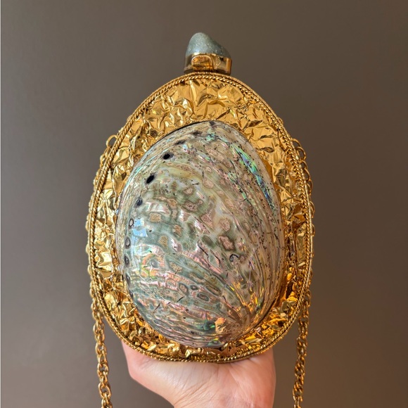 Handbags - Elegant Gold and Iridescent Shell Women's Bag